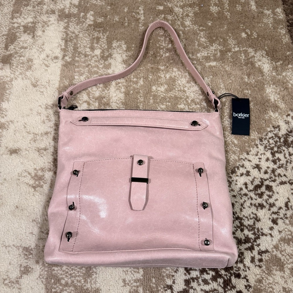 Botkier Warren Magnolia Leather‎ Convertible Hobo Greige Crossbody Bag Studded